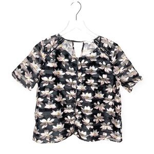 BCNU Sheer Black Stripes Flora Top